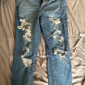 American Eagle Outfitters Blue Boyfriend Jeans with Distressing